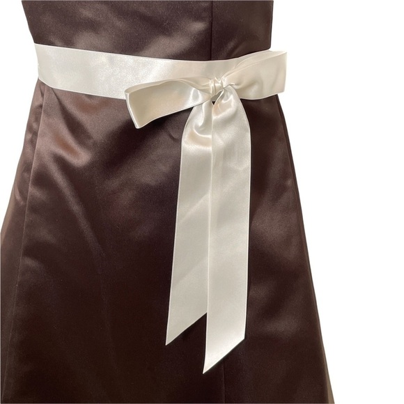 Jessica McClintock x Gunne Sax Brown/Ecru Formal Strapless Satin Dress Tulle 5/6 - Picture 6 of 10